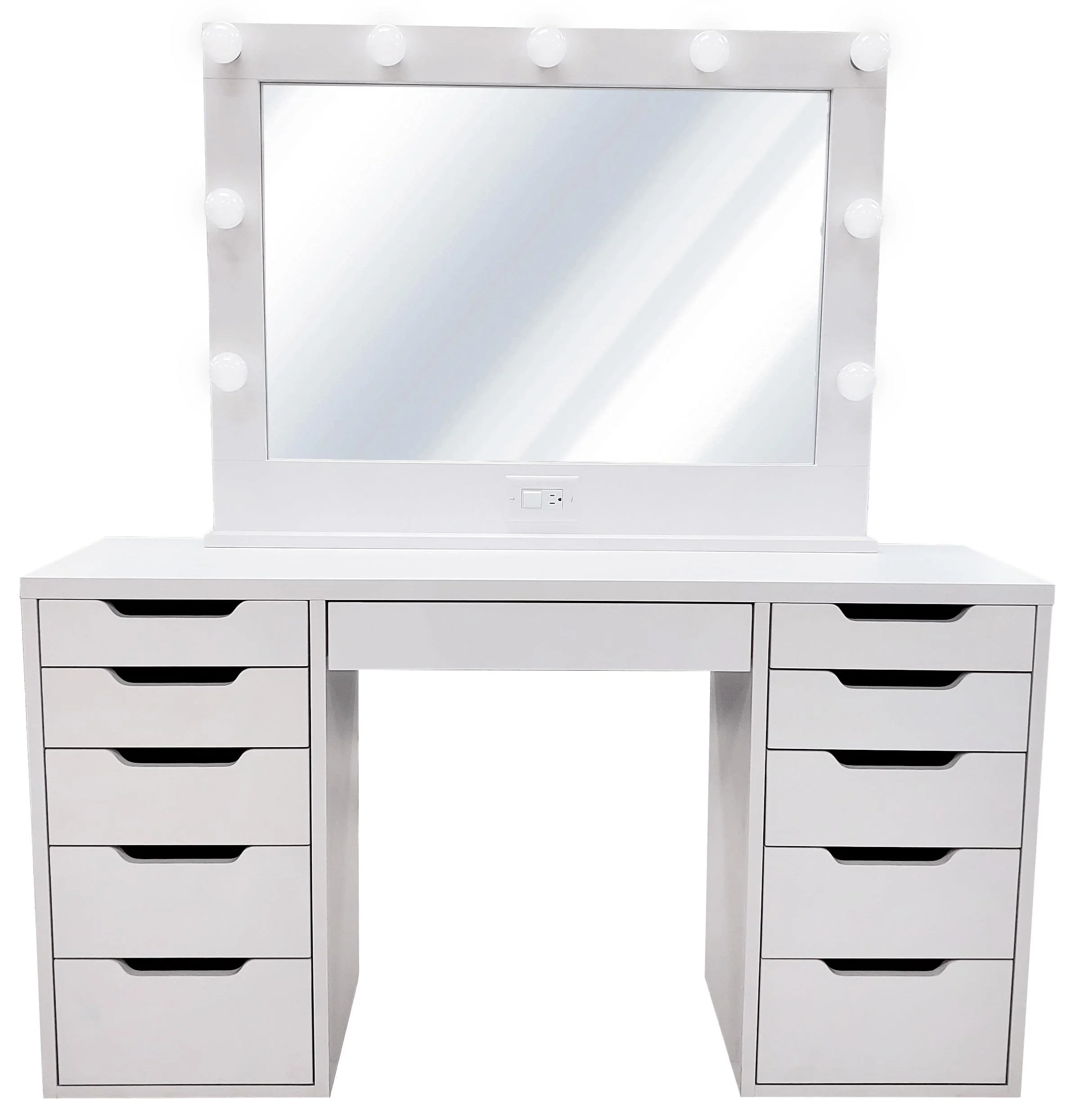 Exclusive GLAMOUR VANITIES GLAMPRO2PC White Vanity with Mirror 11